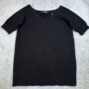 Norma Kamali Black V-Neck Tunic Sweatshirt